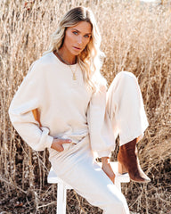 Izzy Cotton Blend Cropped Long Sleeve Top - Natural Oshnow