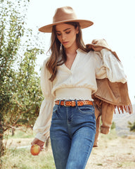 Jace Smocked Button Down Crop Blouse Oshnow