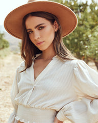 Jace Smocked Button Down Crop Blouse Oshnow