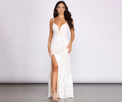 Jacie Formal Sequin Scroll Dress Oshnow