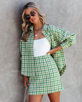 Jackie Houndstooth Tweed Mini Skirt Oshnow