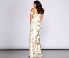 Jaden Floral Foiled Sweetheart Dress Oshnow