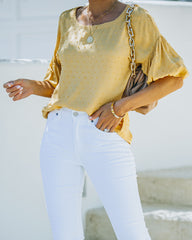 Jaimee Swiss Dot Billowed Top - Pale Yellow Oshnow