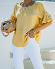 Jaimee Swiss Dot Billowed Top - Pale Yellow Oshnow