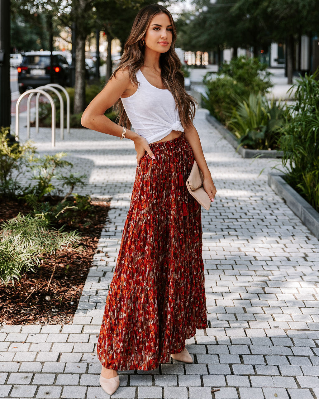 James Printed Tassel Tie Maxi Skirt - SALE Oshnow