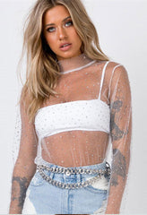 Jane Long Sleeve Sheer Lace Top - Ivory Oshnow