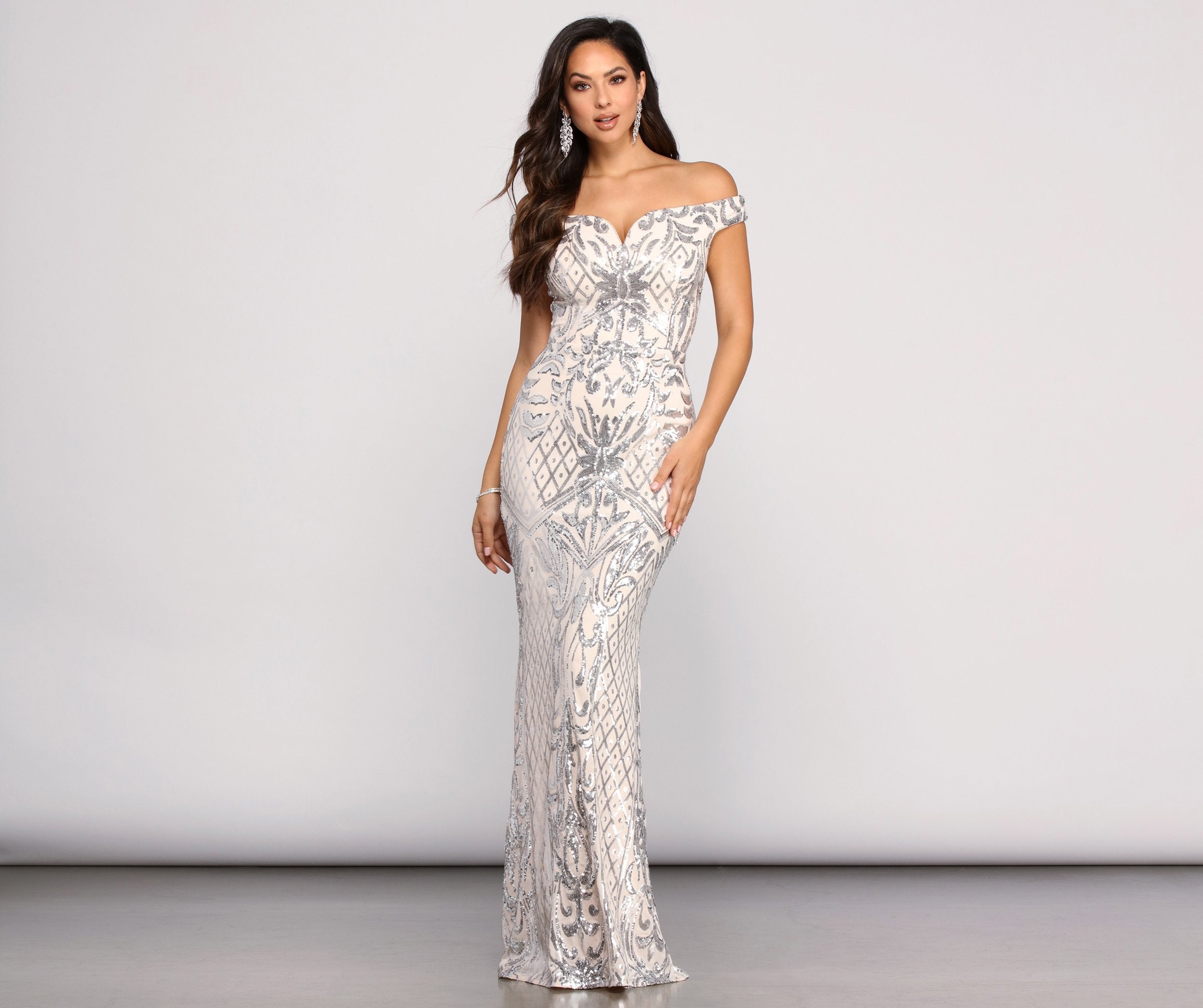 Janessa Formal Off The Shoulder Dress Oshnow