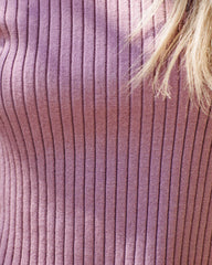 Janice Ribbed Crop Turtleneck Top - Lavender Oshnow