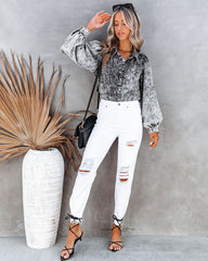Jay Cotton Acid Wash Button Down Top Oshnow