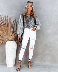 Jay Cotton Acid Wash Button Down Top Oshnow