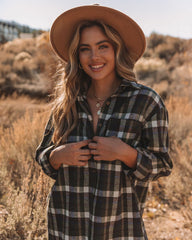 Jayce Cotton Distressed Plaid Button Down Top Oshnow