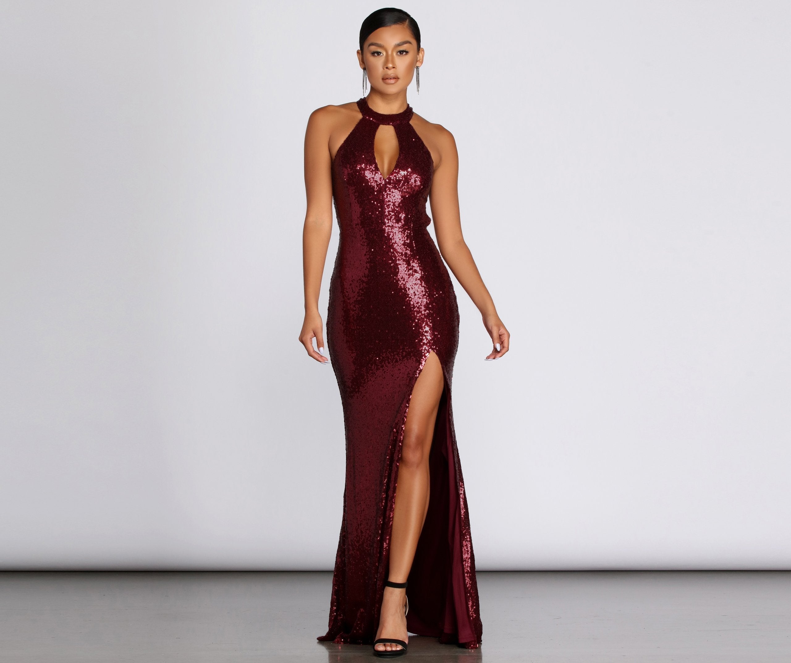 Jena Formal Sequin High Slit Dress Oshnow