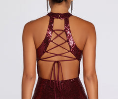 Jena Formal Sequin High Slit Dress Oshnow