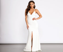 Jenetta Front Slit Crepe Dress Oshnow