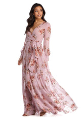 Jennifer Floral Wrap Chiffon Dress Oshnow