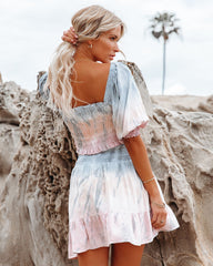 Jessamine Tie Dye Smocked Puff Sleeve Crop Top Oshnow