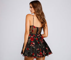 Jessica Embroidered Illusion Party Dress Oshnow