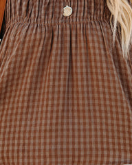Jhene Cotton Blend Shirred Gingham Top Oshnow