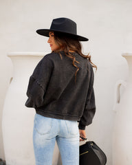 Jhene Cotton Blend Twist Front Pullover - Washed Black Oshnow