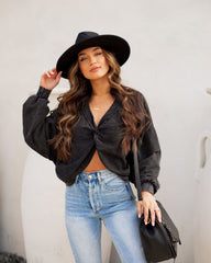 Jhene Cotton Blend Twist Front Pullover - Washed Black Oshnow