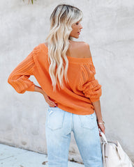 Johanna Cotton Off The Shoulder Sweater - Orange Oshnow