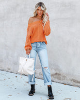 Johanna Cotton Off The Shoulder Sweater - Orange Oshnow