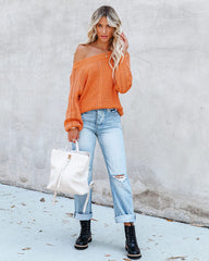 Johanna Cotton Off The Shoulder Sweater - Orange Oshnow
