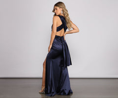 Johanna Formal Convertible Ties Satin Dress Oshnow