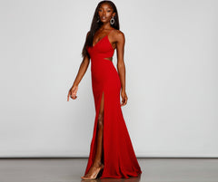 Jolie Formal High Slit A-Line Dress Oshnow