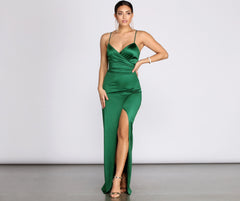 Jolina Wrap Skirt Satin Dress Oshnow