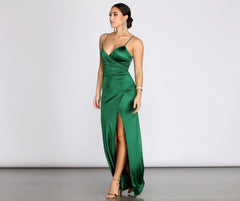 Jolina Wrap Skirt Satin Dress Oshnow