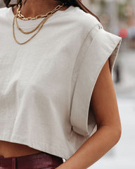 Jordon Cotton Cropped Tee - Tapioca Oshnow