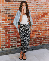 Jossy Floral Satin Midi Skirt Oshnow