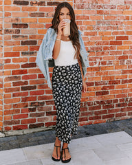 Jossy Floral Satin Midi Skirt Oshnow