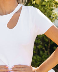 Jovy Cutout Knit Bodysuit - White Oshnow