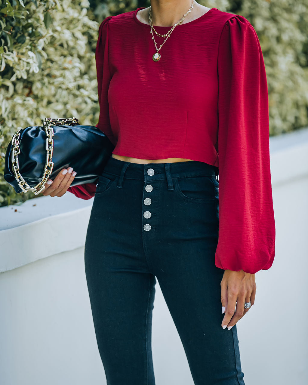 Joyce Billowed Sleeve Crop Blouse - Port Oshnow