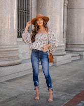 Juarez Floral Smocked Balloon Sleeve Blouse Oshnow