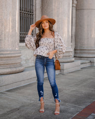 Juarez Floral Smocked Balloon Sleeve Blouse Oshnow