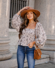 Juarez Floral Smocked Balloon Sleeve Blouse Oshnow