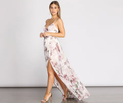 Julian Floral Chiffon A-Line Dress Oshnow