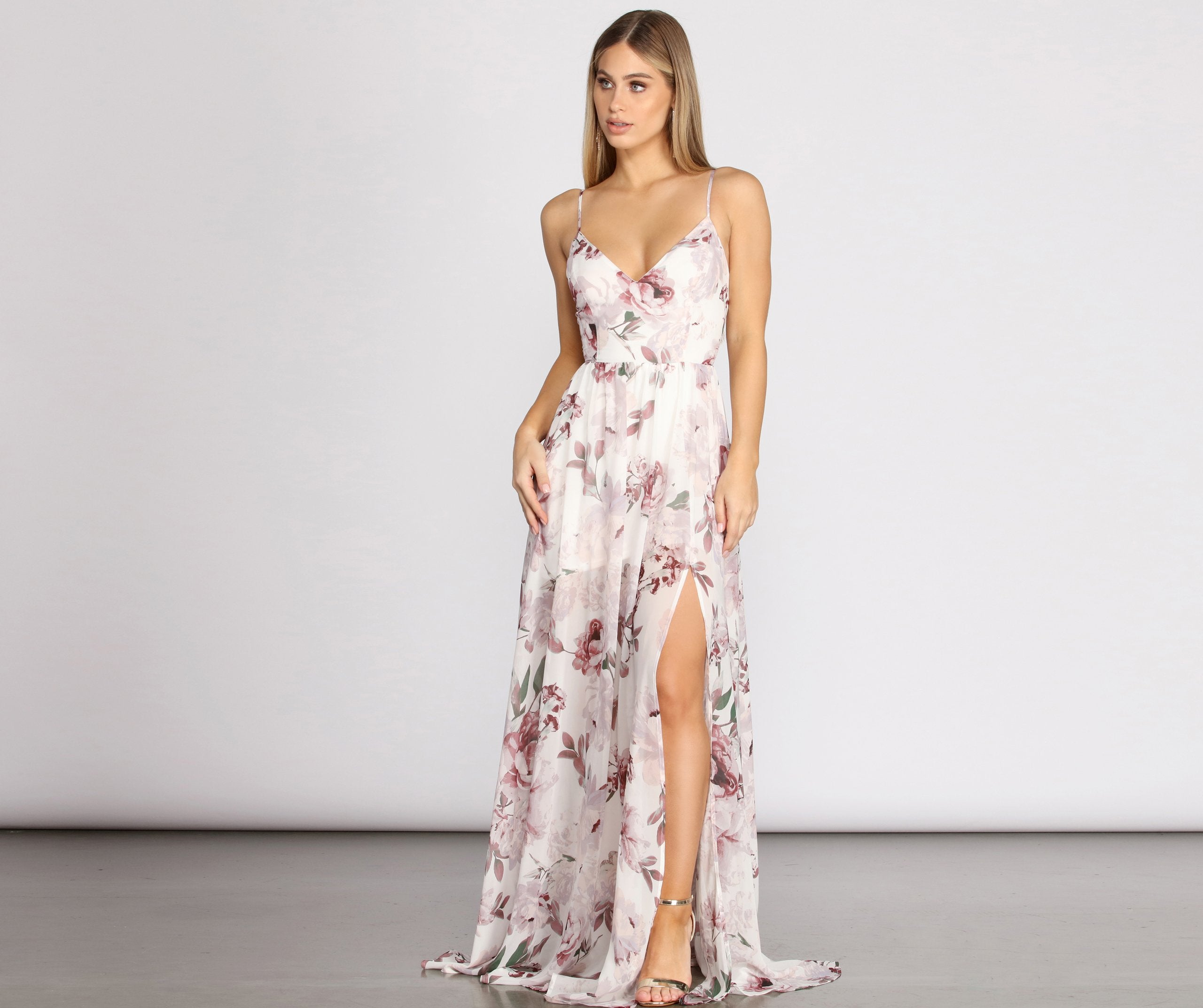Julian Floral Chiffon A-Line Dress Oshnow