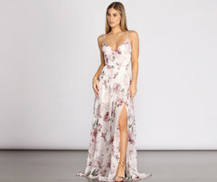 Julian Floral Chiffon A-Line Dress Oshnow