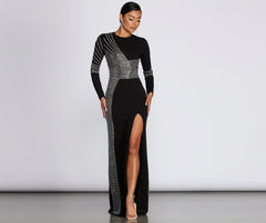 Julie Heat Stone High Slit Formal Dress Oshnow