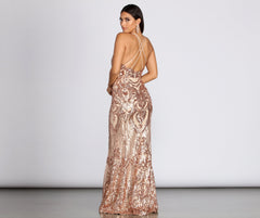 Julieanne Formal Sequin Scroll Dress Oshnow