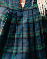 Julien Cotton Plaid Babydoll Top - Green Oshnow