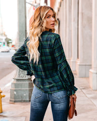 Julien Cotton Plaid Babydoll Top - Green Oshnow