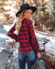 Julien Cotton Plaid Babydoll Top - Spiced Red Oshnow