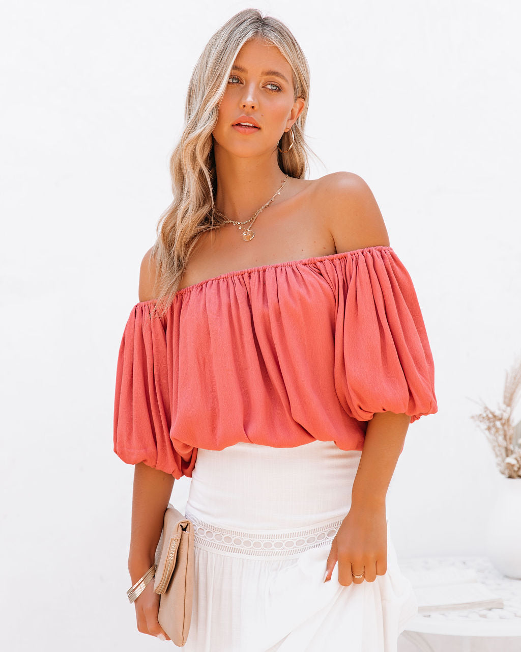 June Off The Shoulder Billowed Top - Rose Oshnow