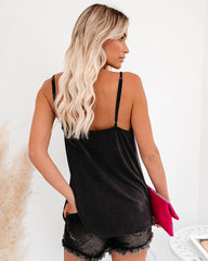 Just A Dream Knit Cami Tank - Black Oshnow