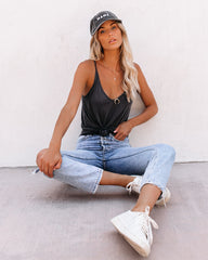 Just A Dream Knit Cami Tank - Charcoal Oshnow